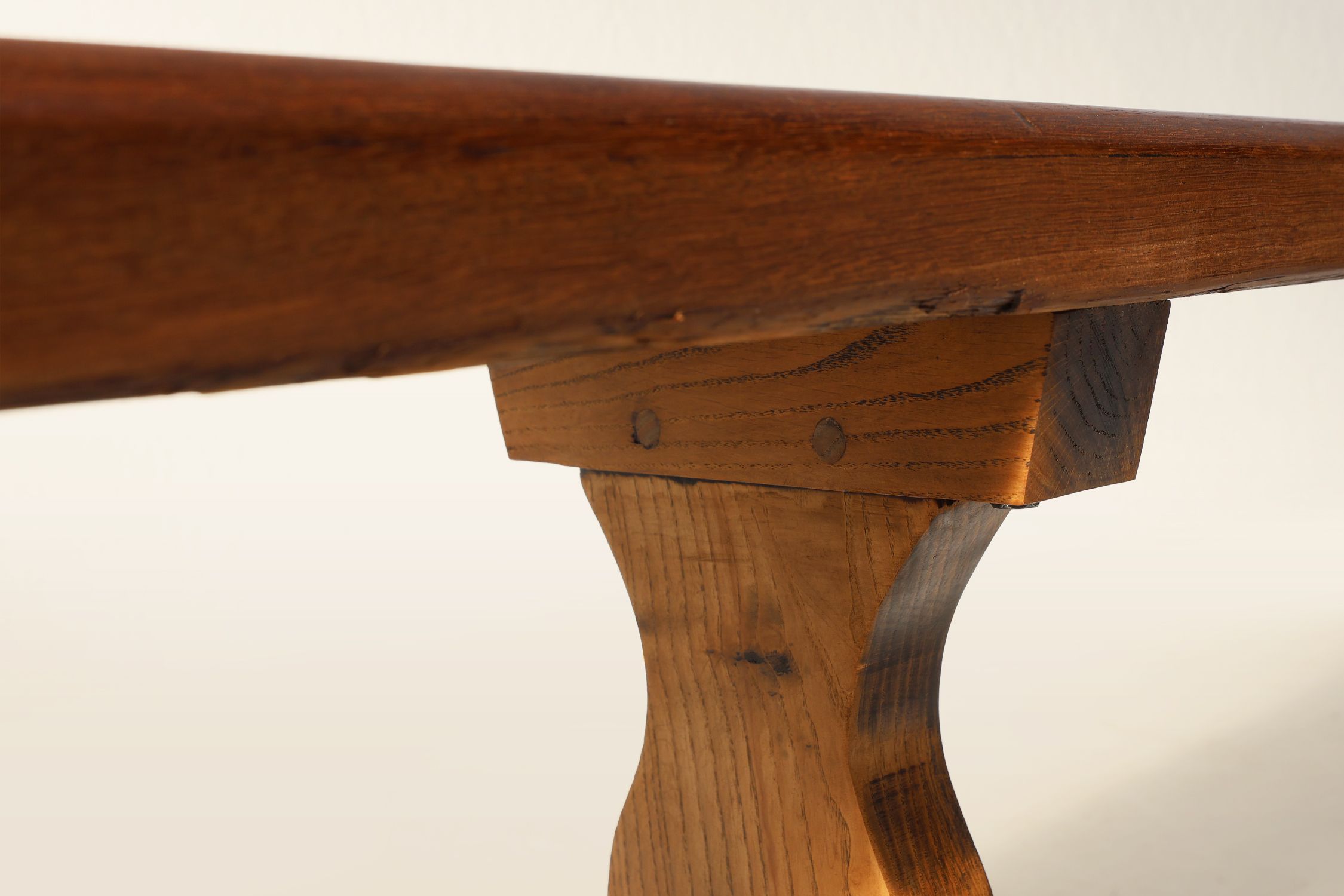 French Extra long solid elm wooden monastery bench, ca. 1850thumbnail